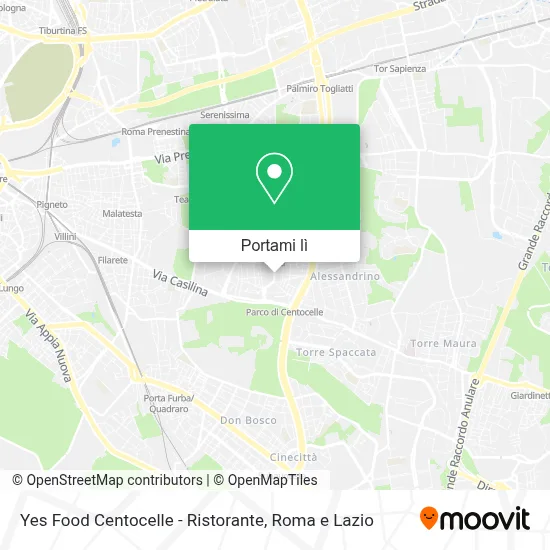 Mappa Yes Food Centocelle - Ristorante