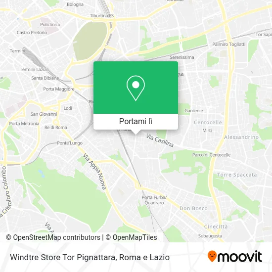 Mappa Windtre Store Tor Pignattara