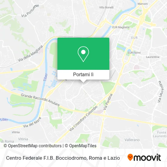 Mappa Centro Federale F.I.B. Bocciodromo