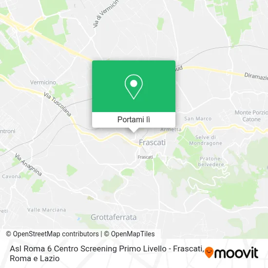 Mappa Asl Roma 6 Centro Screening Primo Livello - Frascati