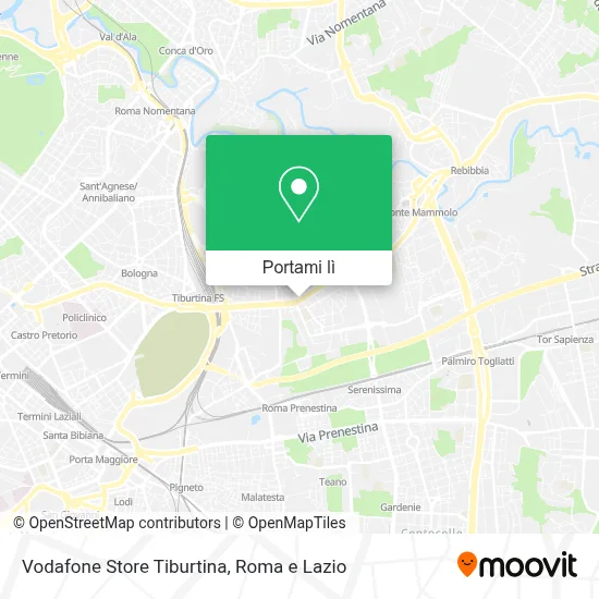 Mappa Vodafone Store Tiburtina