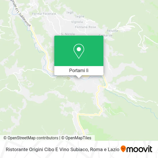 Mappa Ristorante Origini Cibo E Vino Subiaco