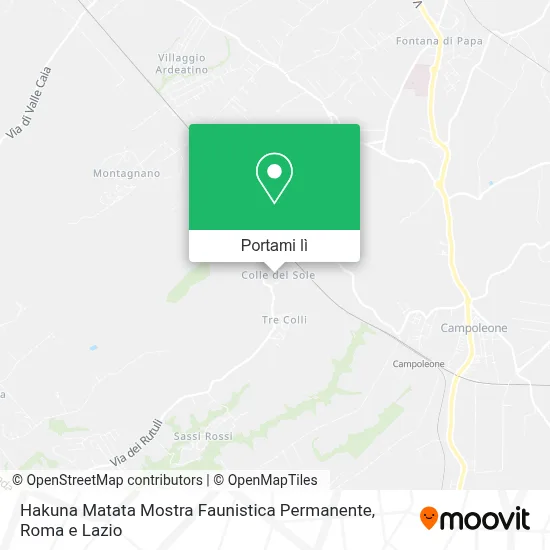 Mappa Hakuna Matata Mostra Faunistica Permanente