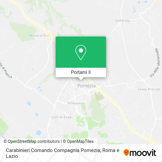Mappa Carabinieri Comando Compagnia Pomezia