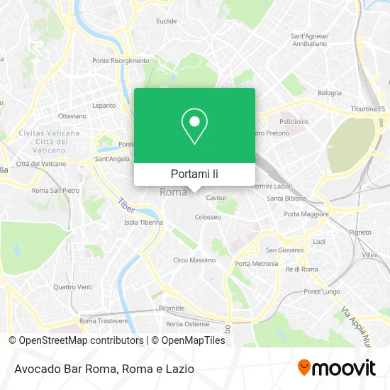 Mappa Avocado Bar Roma