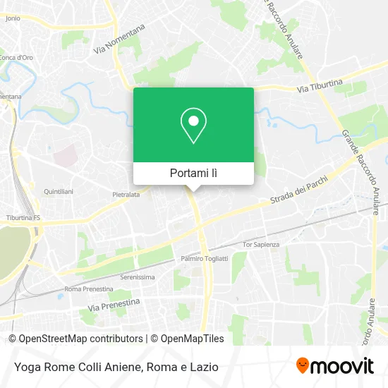 Mappa Yoga Rome Colli Aniene