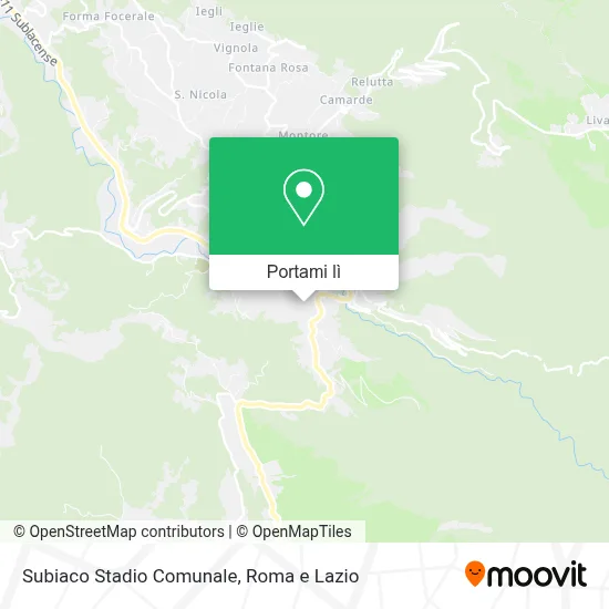 Mappa Subiaco Stadio Comunale