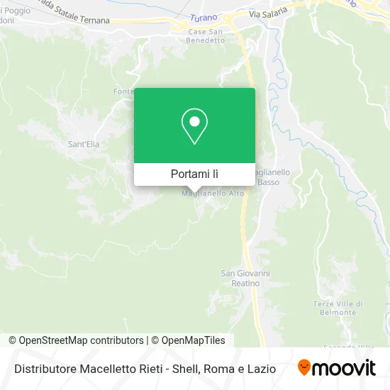 Mappa Distributore Macelletto Rieti - Shell