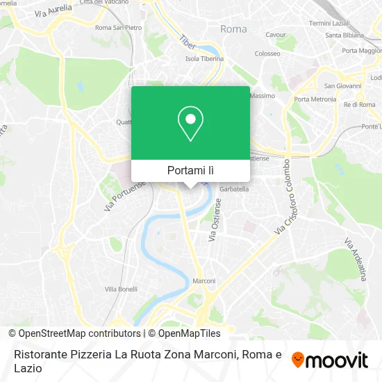 Mappa Ristorante Pizzeria La Ruota Zona Marconi