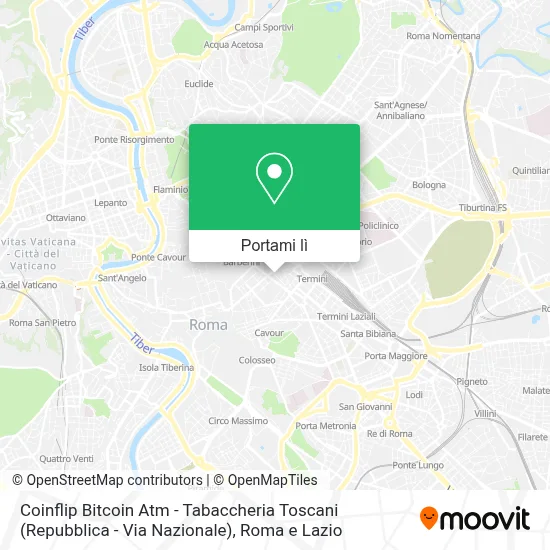 Mappa Coinflip Bitcoin Atm - Tabaccheria Toscani (Repubblica - Via Nazionale)