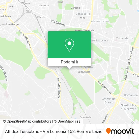 Mappa Affidea Tuscolano - Via Lemonia 153