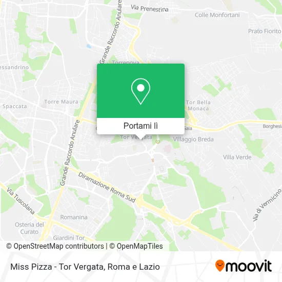 Mappa Miss Pizza - Tor Vergata