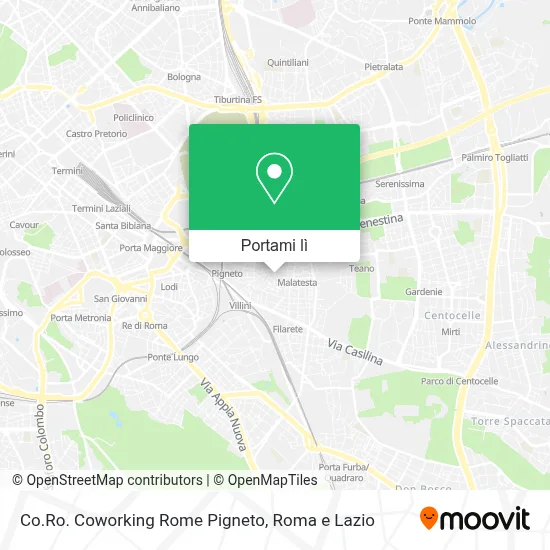 Mappa Co.Ro. Coworking Rome Pigneto