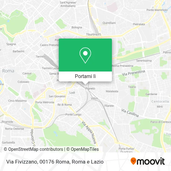 Mappa Via Fivizzano, 00176 Roma