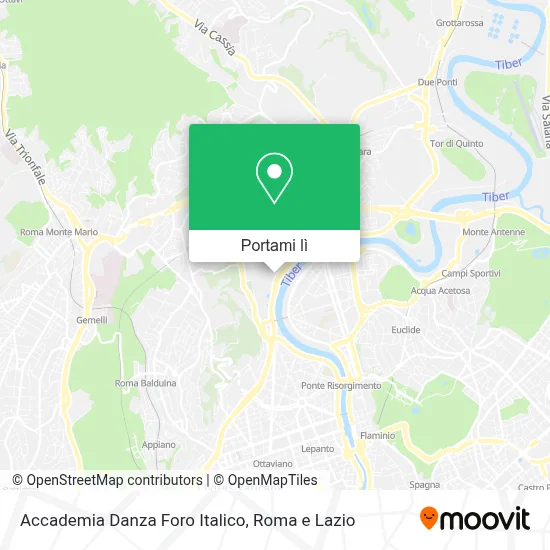 Mappa Accademia Danza Foro Italico