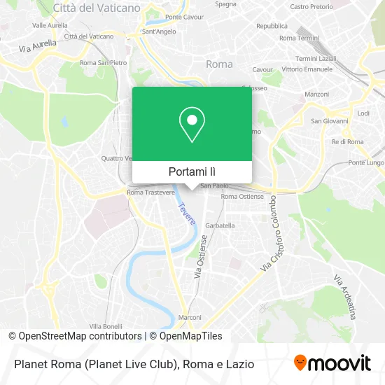 Mappa Planet Roma (Planet Live Club)