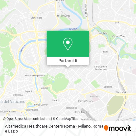 Mappa Altamedica Healthcare Centers Roma - Milano