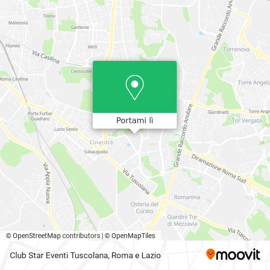 Mappa Club Star Eventi Tuscolana