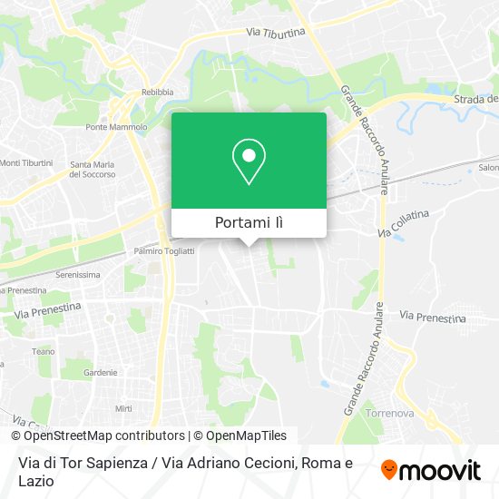 Mappa Via di Tor Sapienza / Via Adriano Cecioni