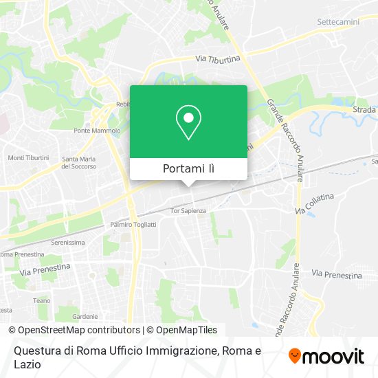 Mappa Questura di Roma Ufficio Immigrazione
