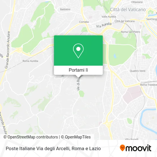 Mappa Poste Italiane Via degli Arcelli