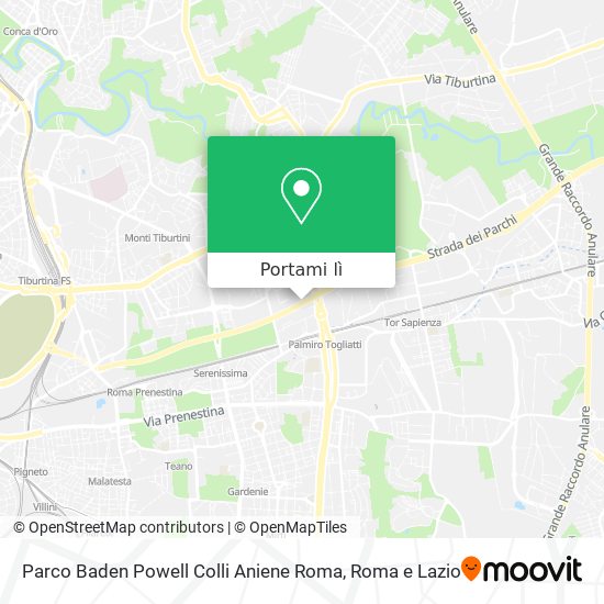 Mappa Parco Baden Powell Colli Aniene Roma