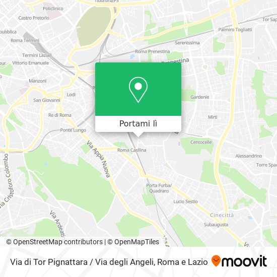 Mappa Via di Tor Pignattara / Via degli Angeli