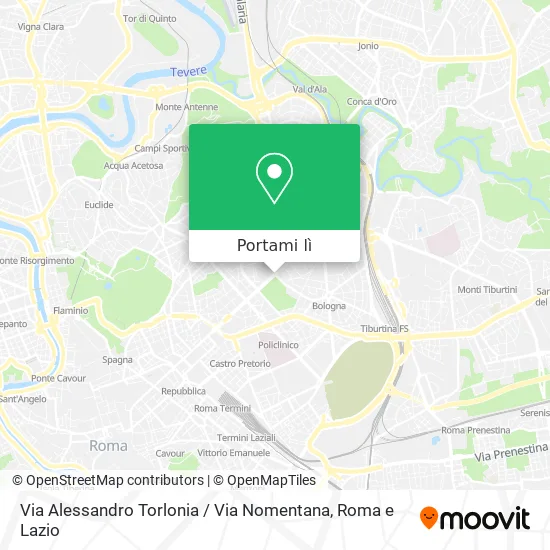 Mappa Via Alessandro Torlonia / Via Nomentana