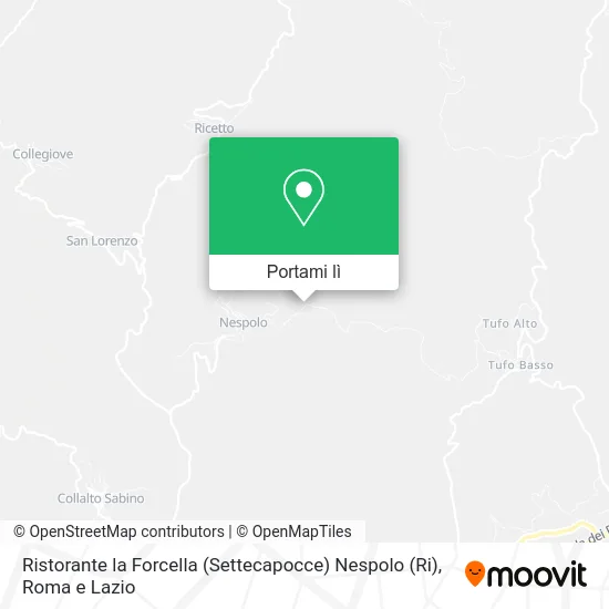 Mappa Ristorante la Forcella (Settecapocce) Nespolo (Ri)