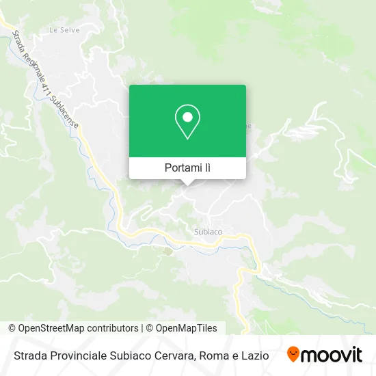 Mappa Strada Provinciale Subiaco Cervara