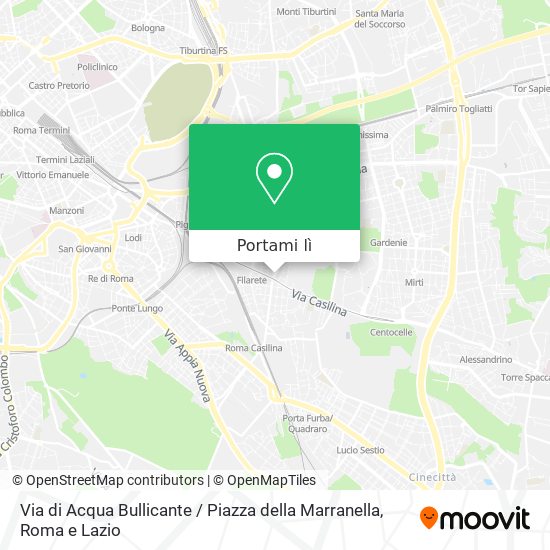 Mappa Via di Acqua Bullicante / Piazza della Marranella
