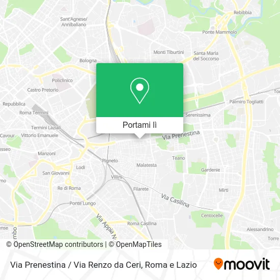 Mappa Via Prenestina / Via Renzo da Ceri