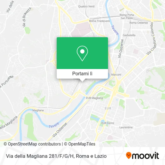 Mappa Via della Magliana 281/F/G/H
