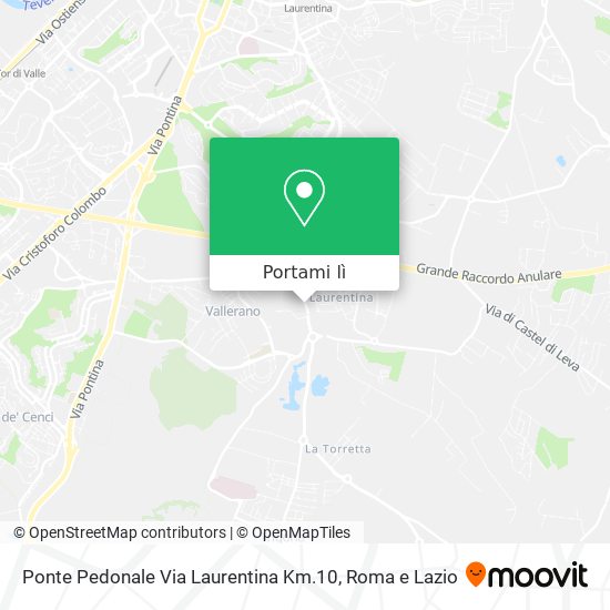 Mappa Ponte Pedonale Via Laurentina Km.10