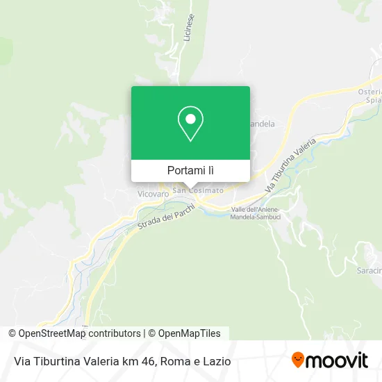 Mappa Via Tiburtina Valeria km 46