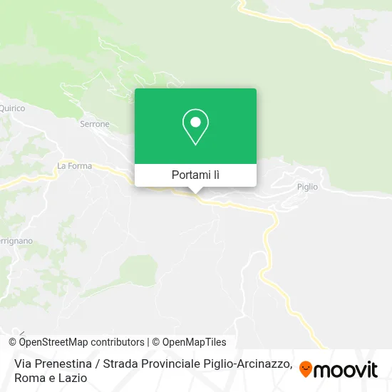 Mappa Via Prenestina / Strada Provinciale Piglio-Arcinazzo