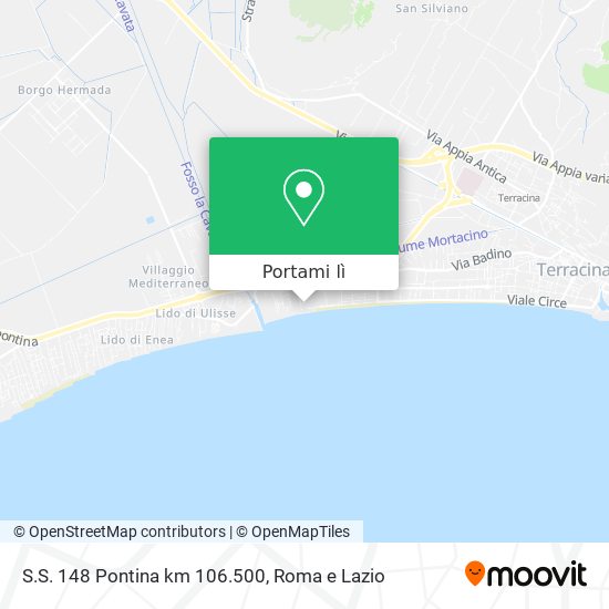 Mappa S.S. 148 Pontina km 106.500