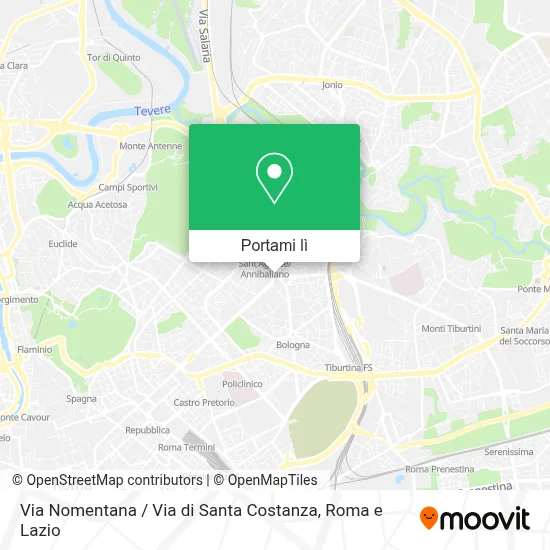 Mappa Via Nomentana / Via di Santa Costanza