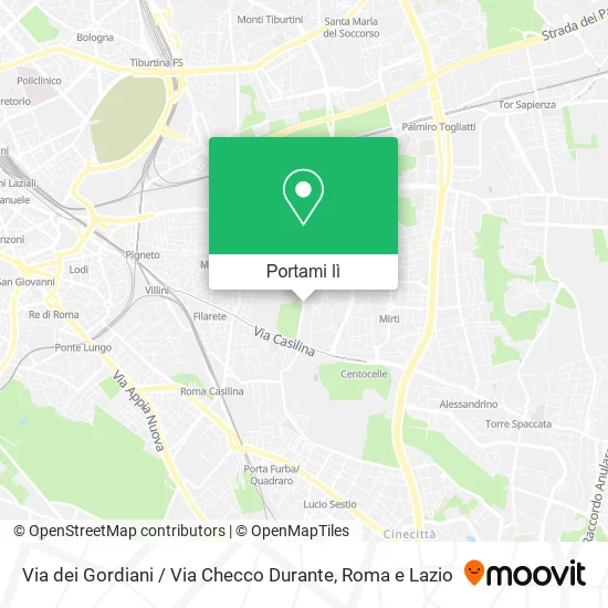 Mappa Via dei Gordiani / Via Checco Durante