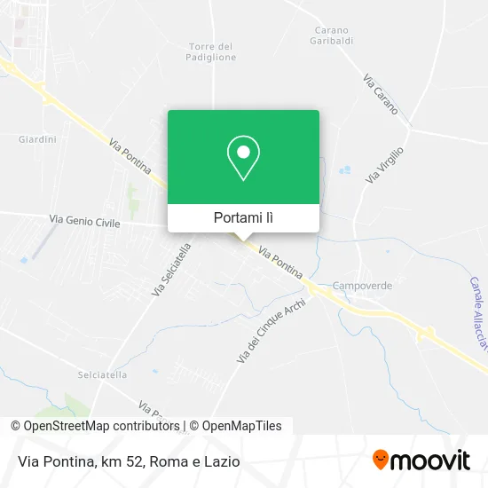 Mappa Via Pontina, km 52