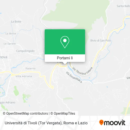 Mappa Università di Tivoli (Tor Vergata)