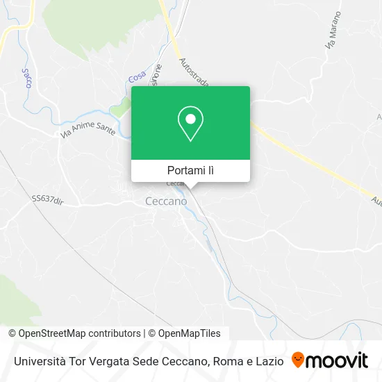 Mappa Università Tor Vergata Sede Ceccano