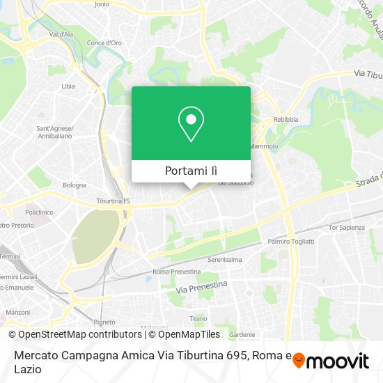 Mappa Mercato Campagna Amica Via Tiburtina 695