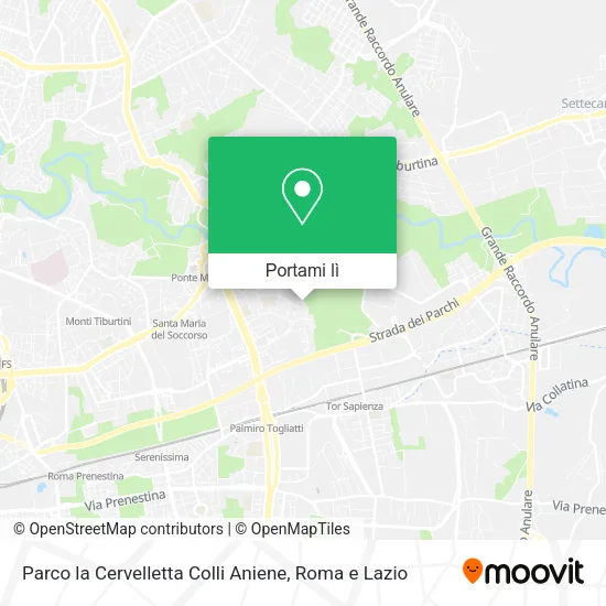 Mappa Parco la Cervelletta Colli Aniene