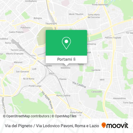Mappa Via del Pigneto / Via Lodovico Pavoni
