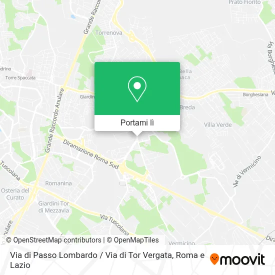 Mappa Via di Passo Lombardo / Via di Tor Vergata