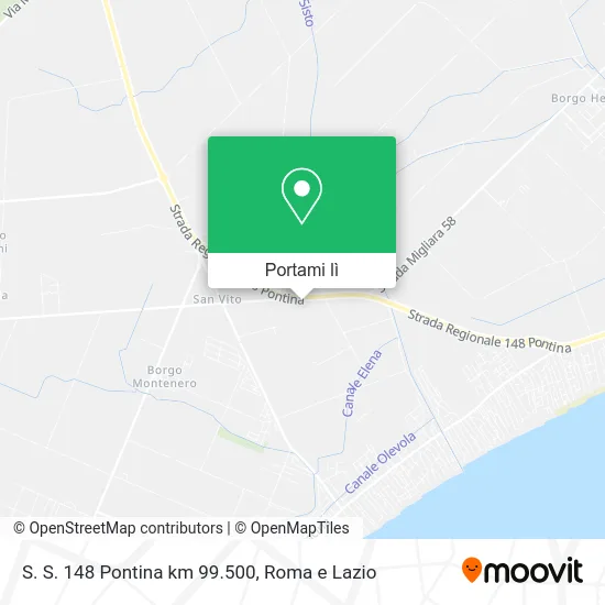 Mappa S. S. 148 Pontina km 99.500