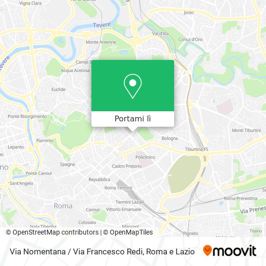 Mappa Via Nomentana / Via Francesco Redi