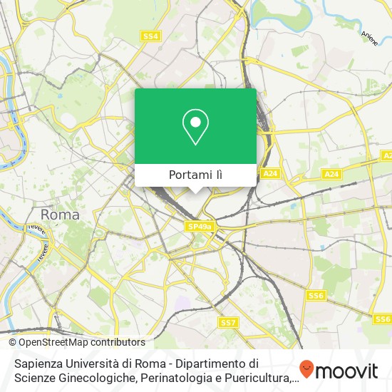Mappa Sapienza Università di Roma - Dipartimento di Scienze Ginecologiche, Perinatologia e Puericultura