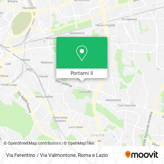Mappa Via Ferentino / Via Valmontone